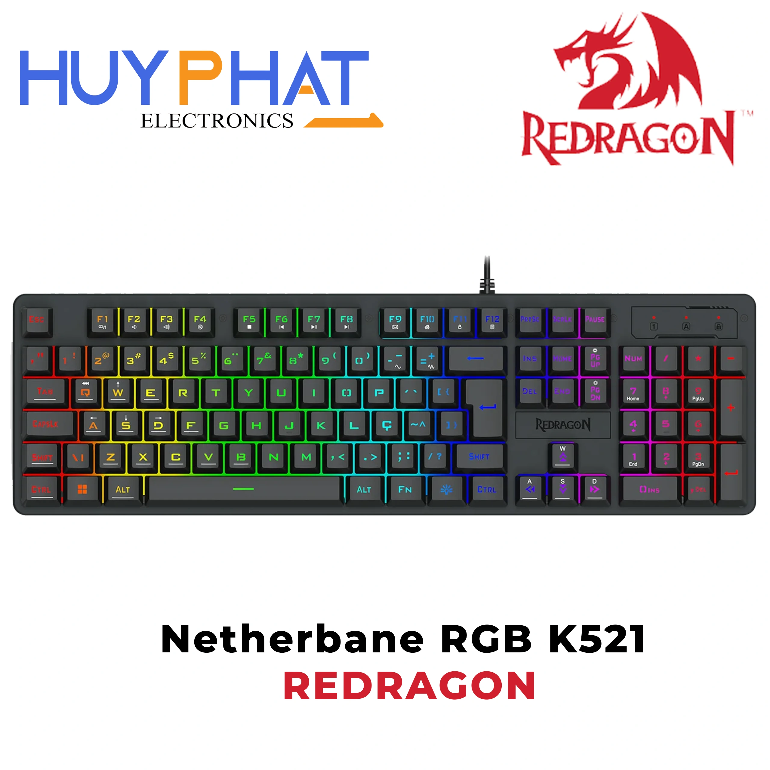 Bàn phím giả cơ gaming RGB REDRAGON K521 Netherbane