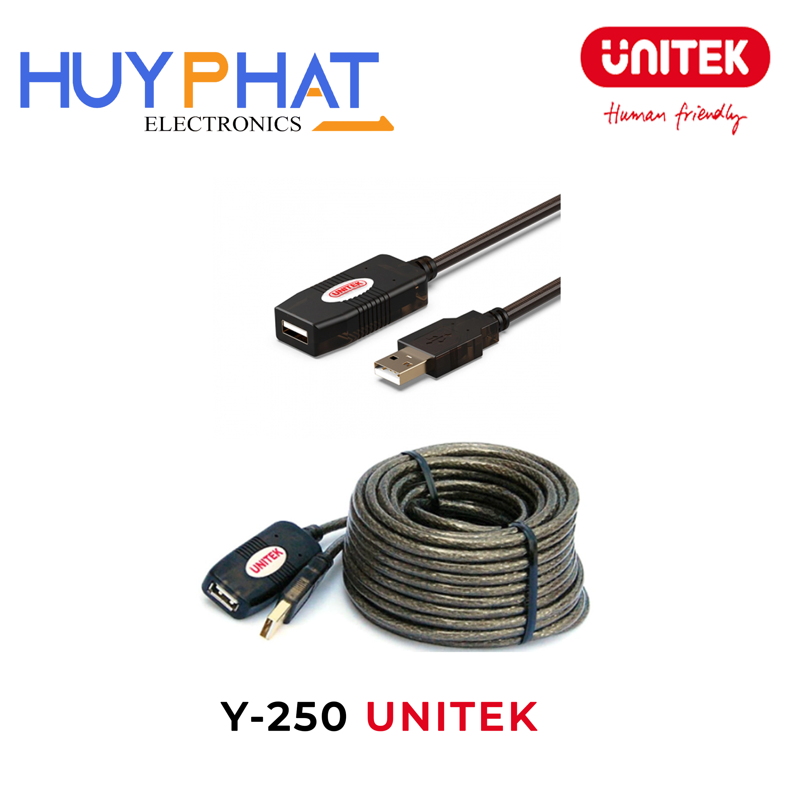 Cáp nối dài USB2.0 khuếch đại tín hiệu dài đến 20M UNITEK Y-250