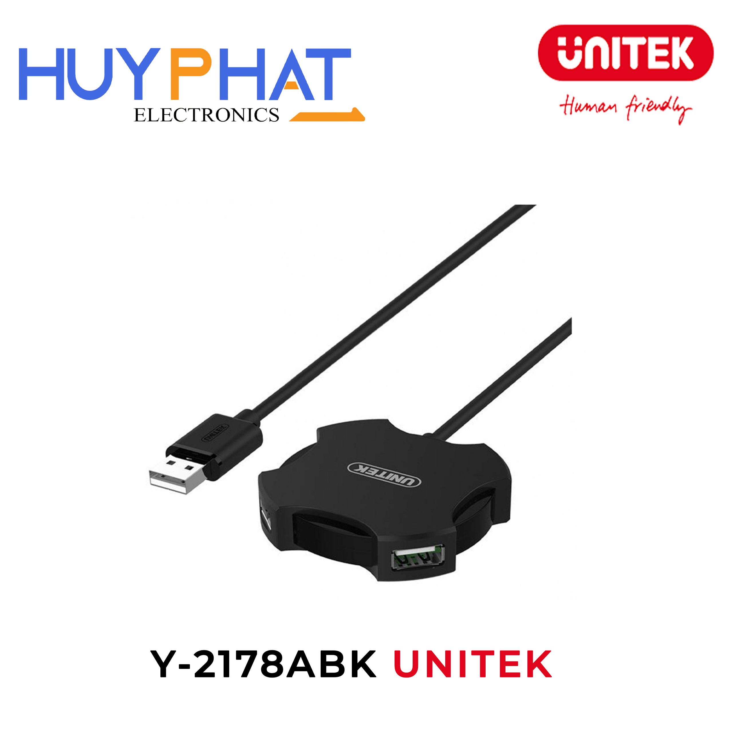 Hub chia 4 cổng USB 2.0 dài 1.2M UNITEK Y-2178ABK