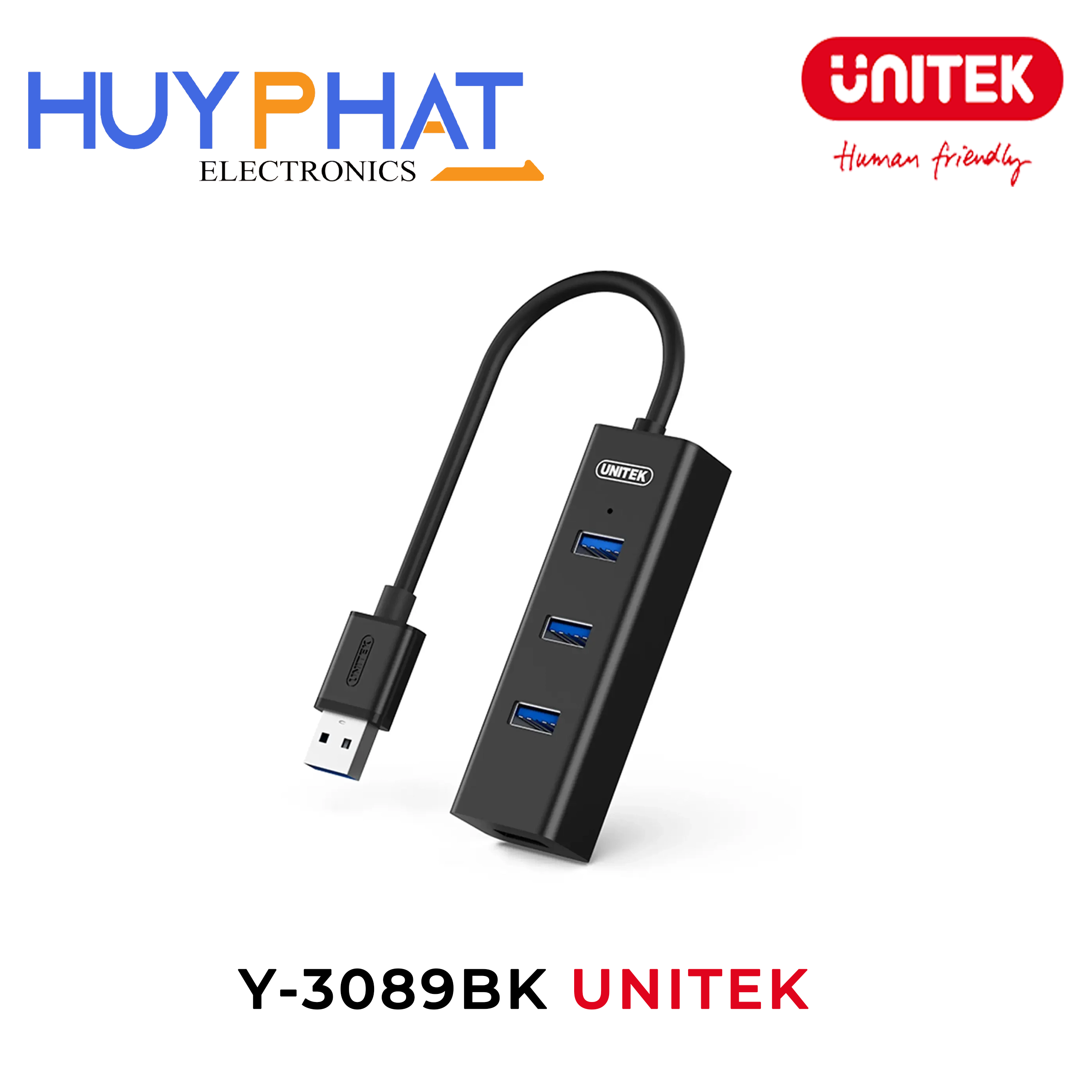 Hub chia 4 cổng USB3.0 dài tới 1.2M UNITEK Y-3089BK