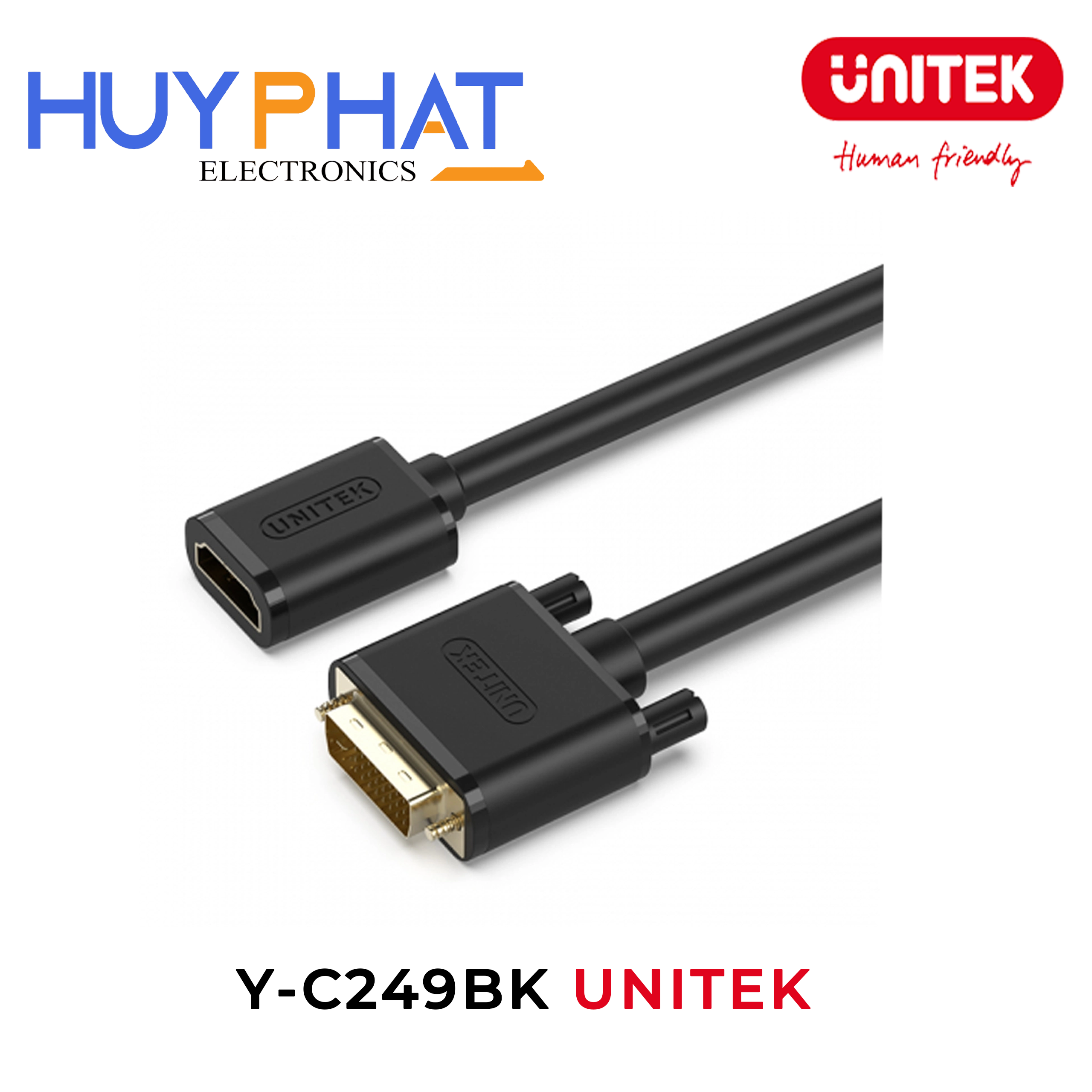 Cáp DVI -> HDMI 1080p@60Hz UNITEK Y-C249BK
