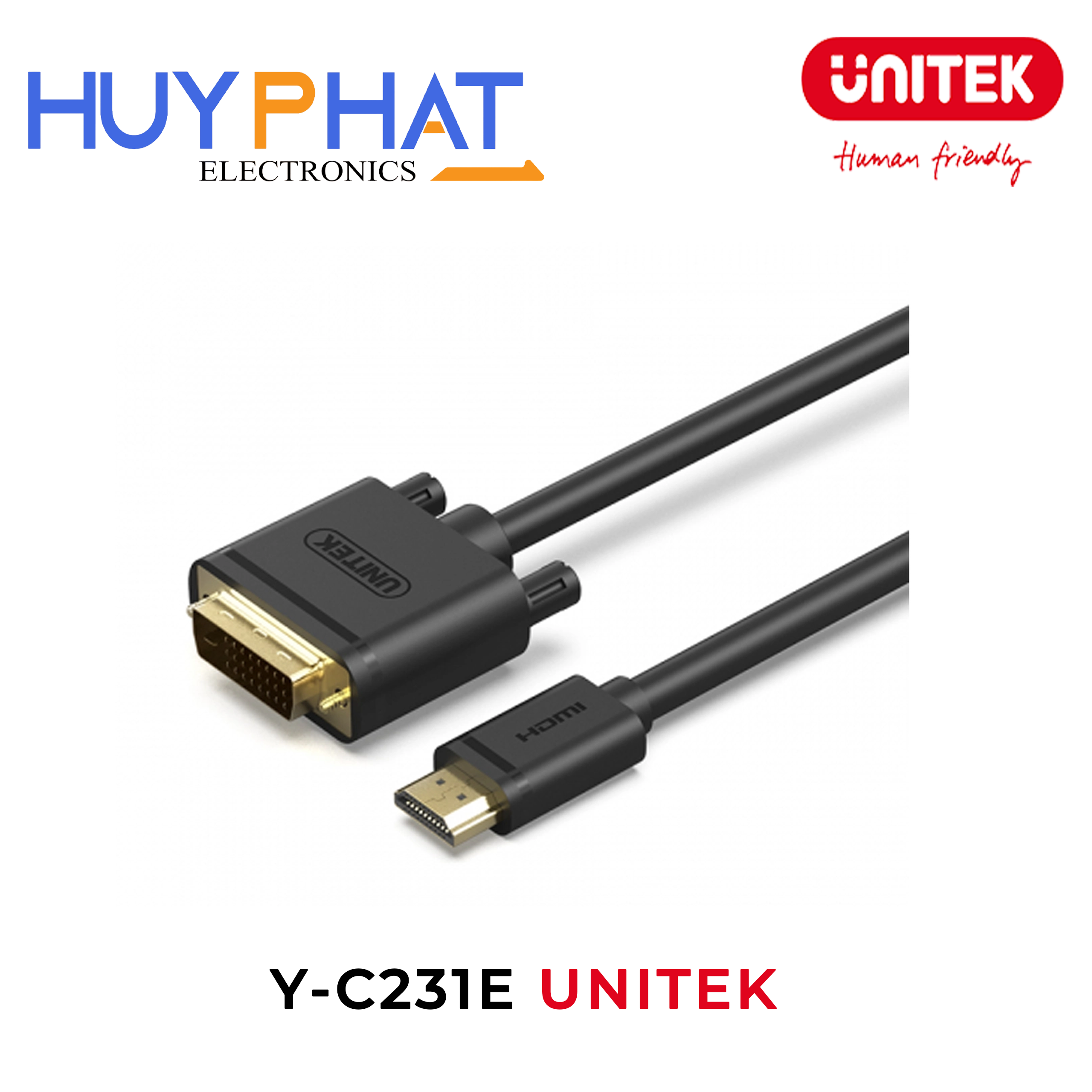 Cáp HDMI -> DVI dài đến 20M 1080p@60Hz UNITEK Y-C231E