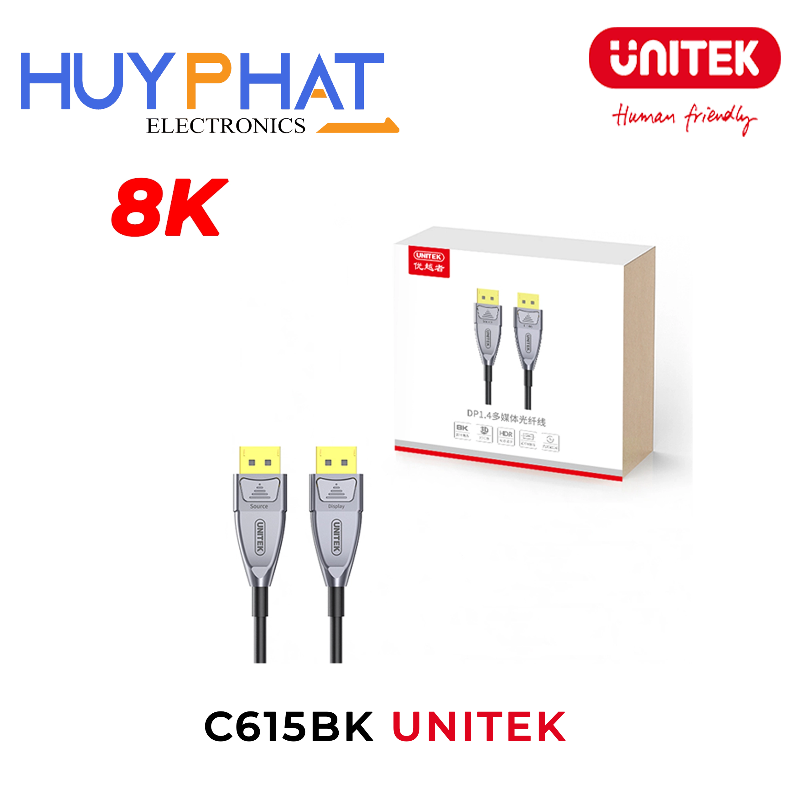 Cáp quang DP1.4 8K@60Hz dài đến 30M UNITEK C615BK