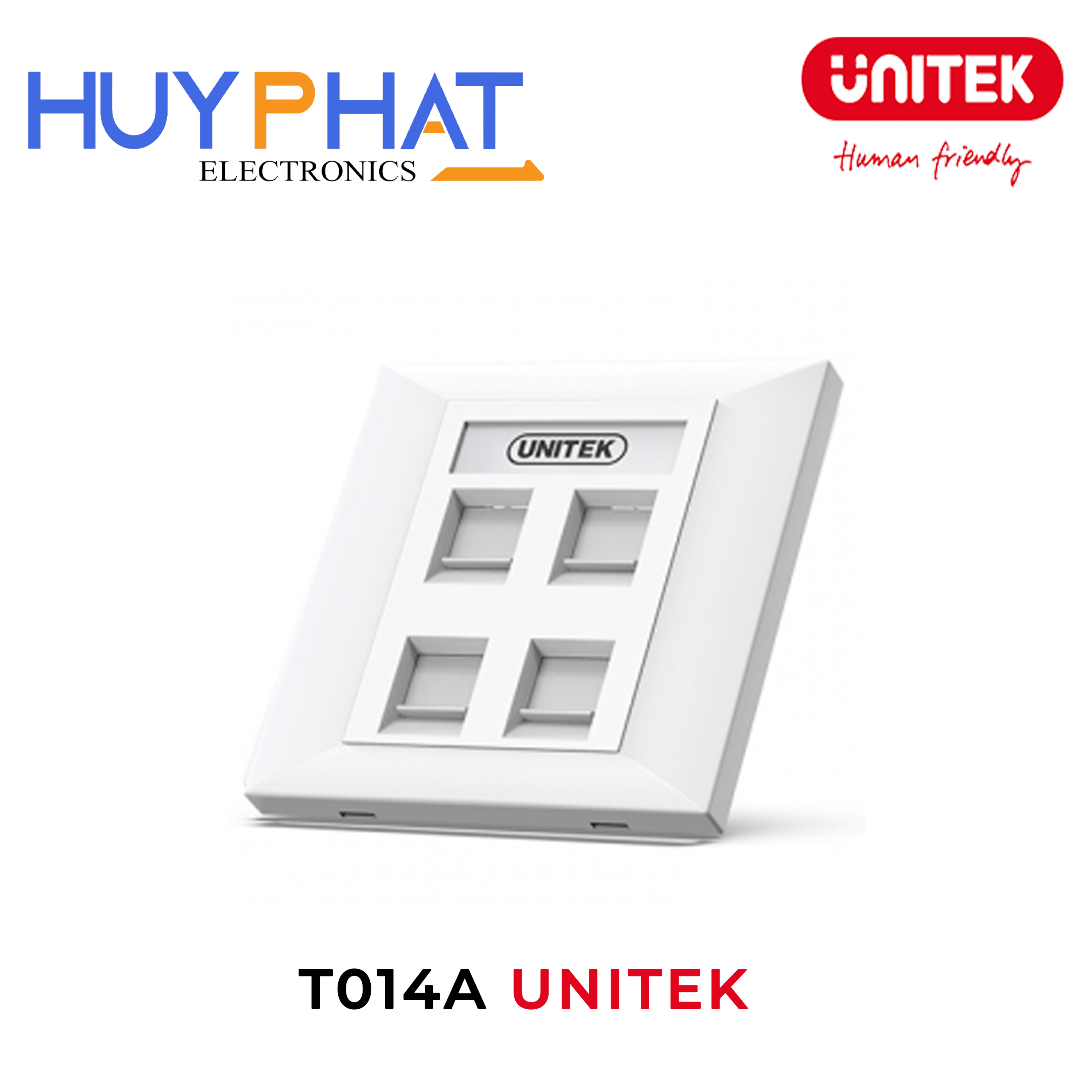 Mặt vuông mạng âm tường 4P UNITEK T014A