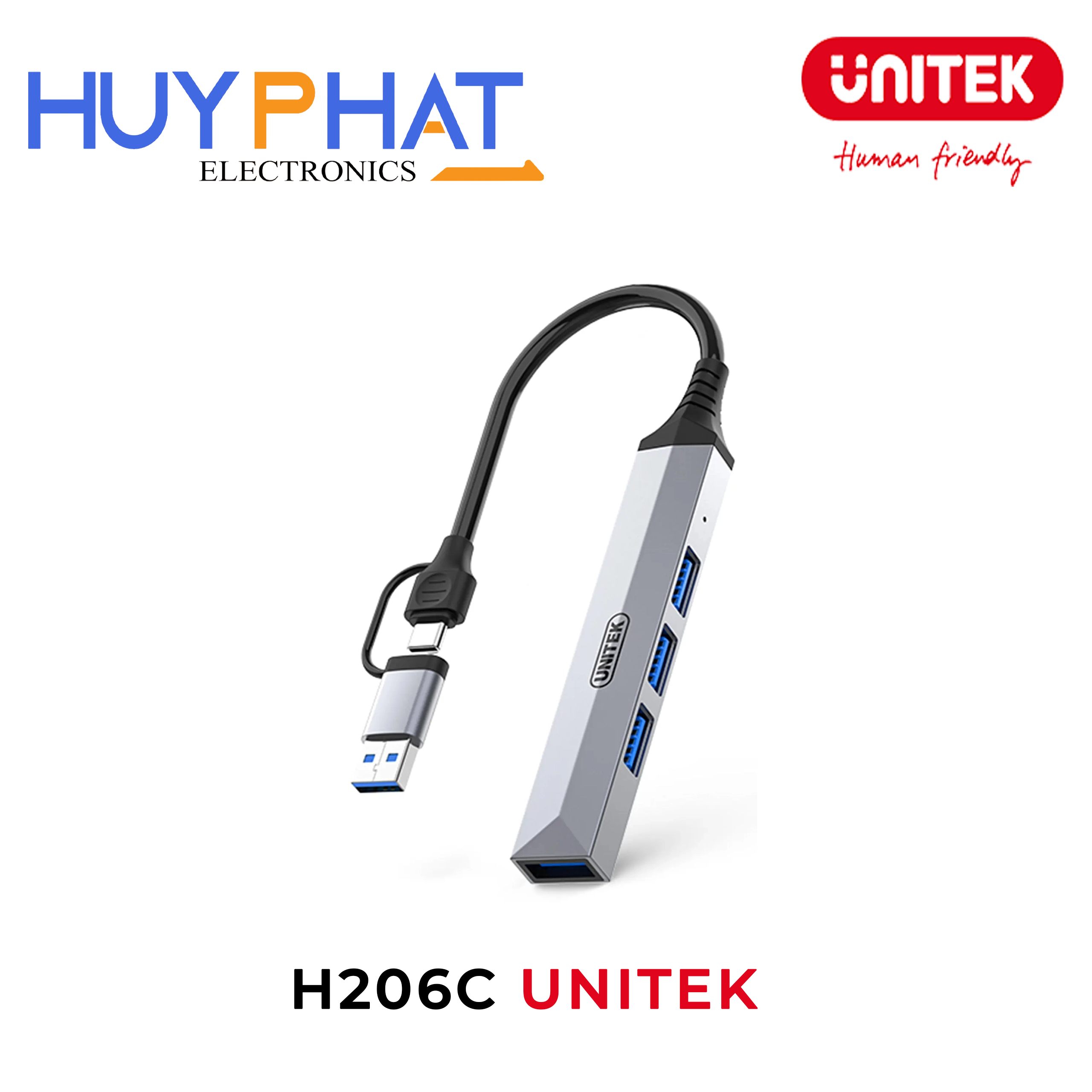Bộ Hub USB Type-C -> USB UNITEK H206C