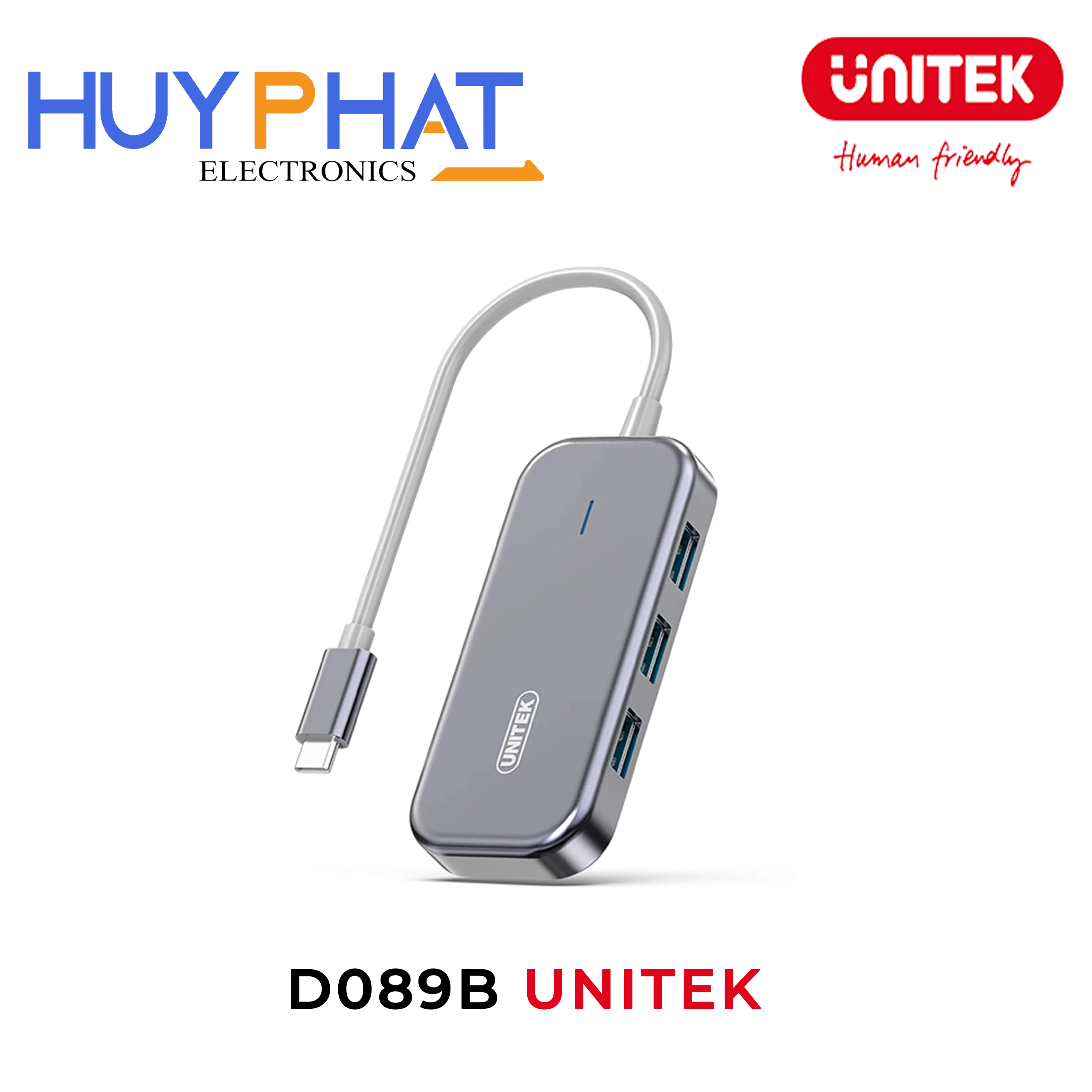 Bộ chuyển đổi 7 cổng Type-C ->USB 3.0 + HDMI 4K@30Hz + LAN + PD100W UNITEK D089B