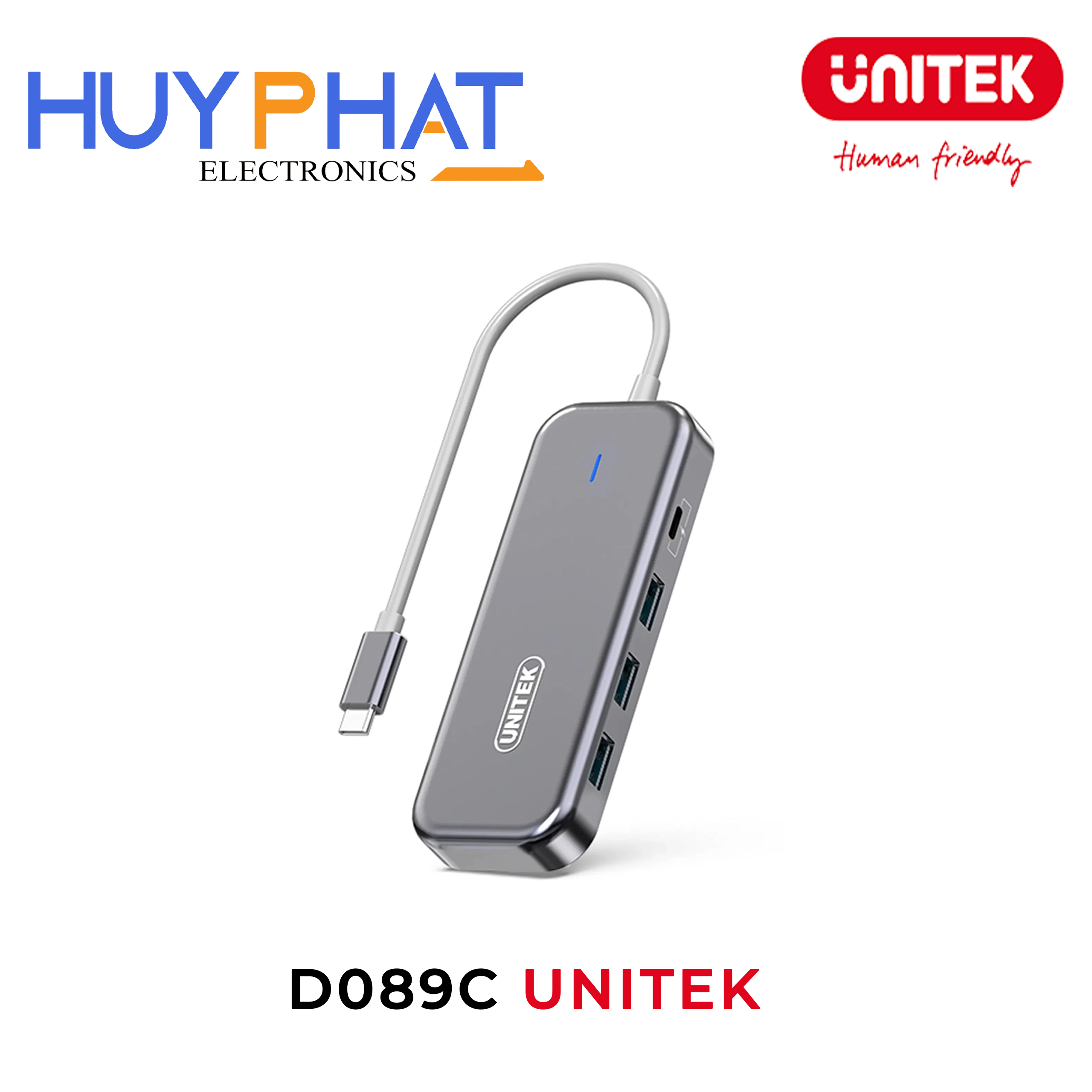 Bộ chuyển đổi 7 cổng Type-C ->USB 3.0 + HDMI 4K@30Hz + LAN UNITEK D089C