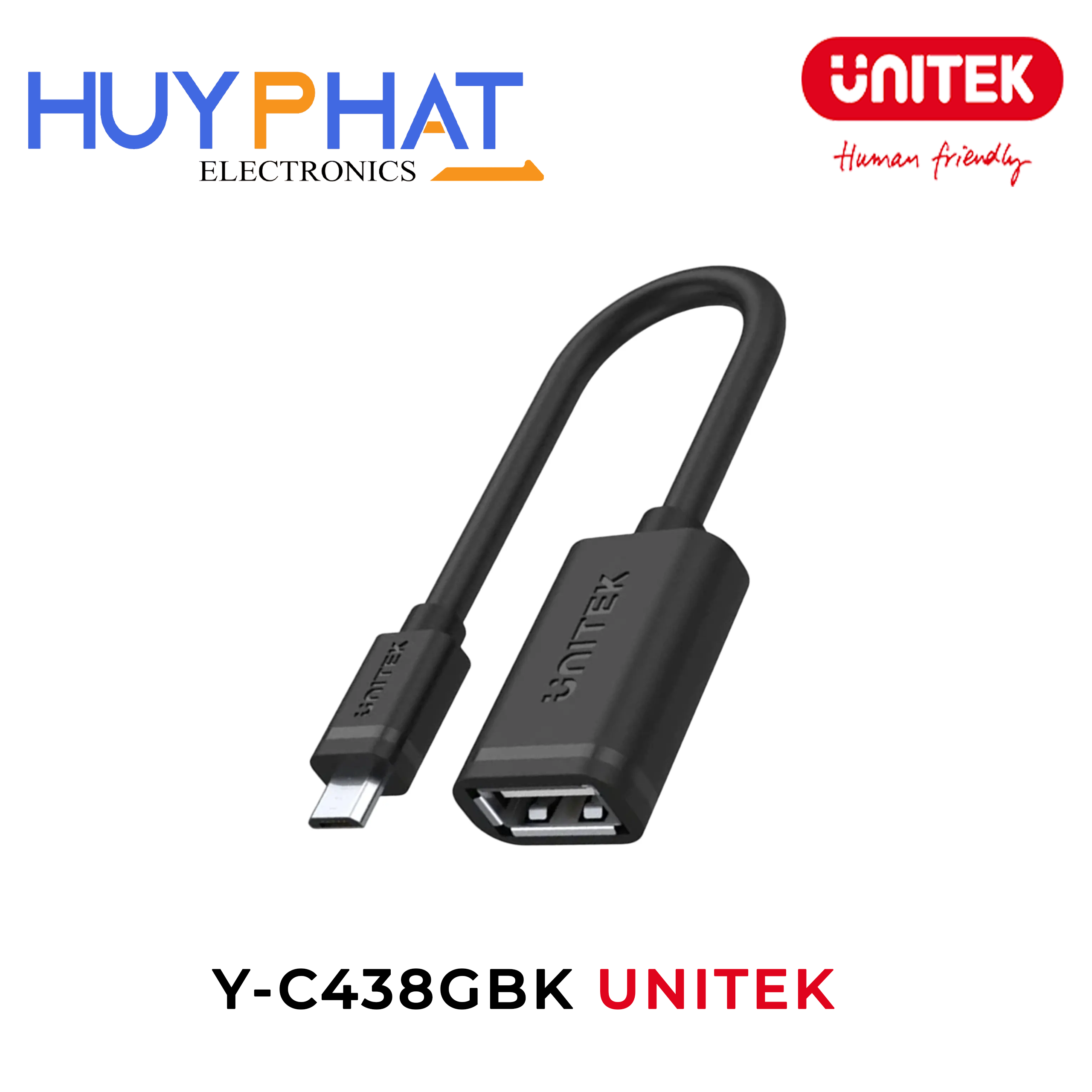 Cáp chuyển đổi MicroUSB -> USB2.0 OTG UNITEK Y-C438GBK