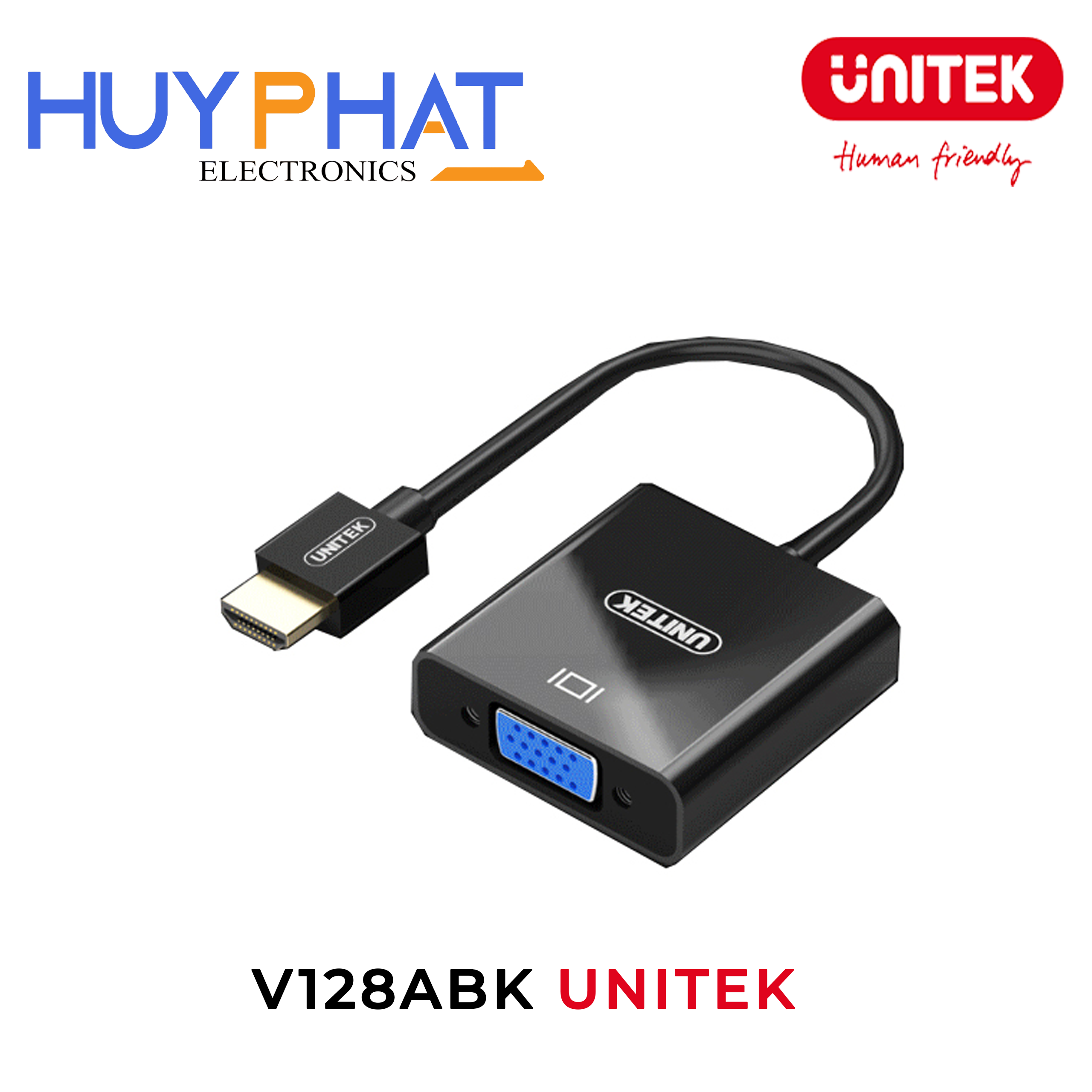 Cáp chuyển đổi HDMI -> VGA  1080p@60Hz  15cm UNITEK V128ABK