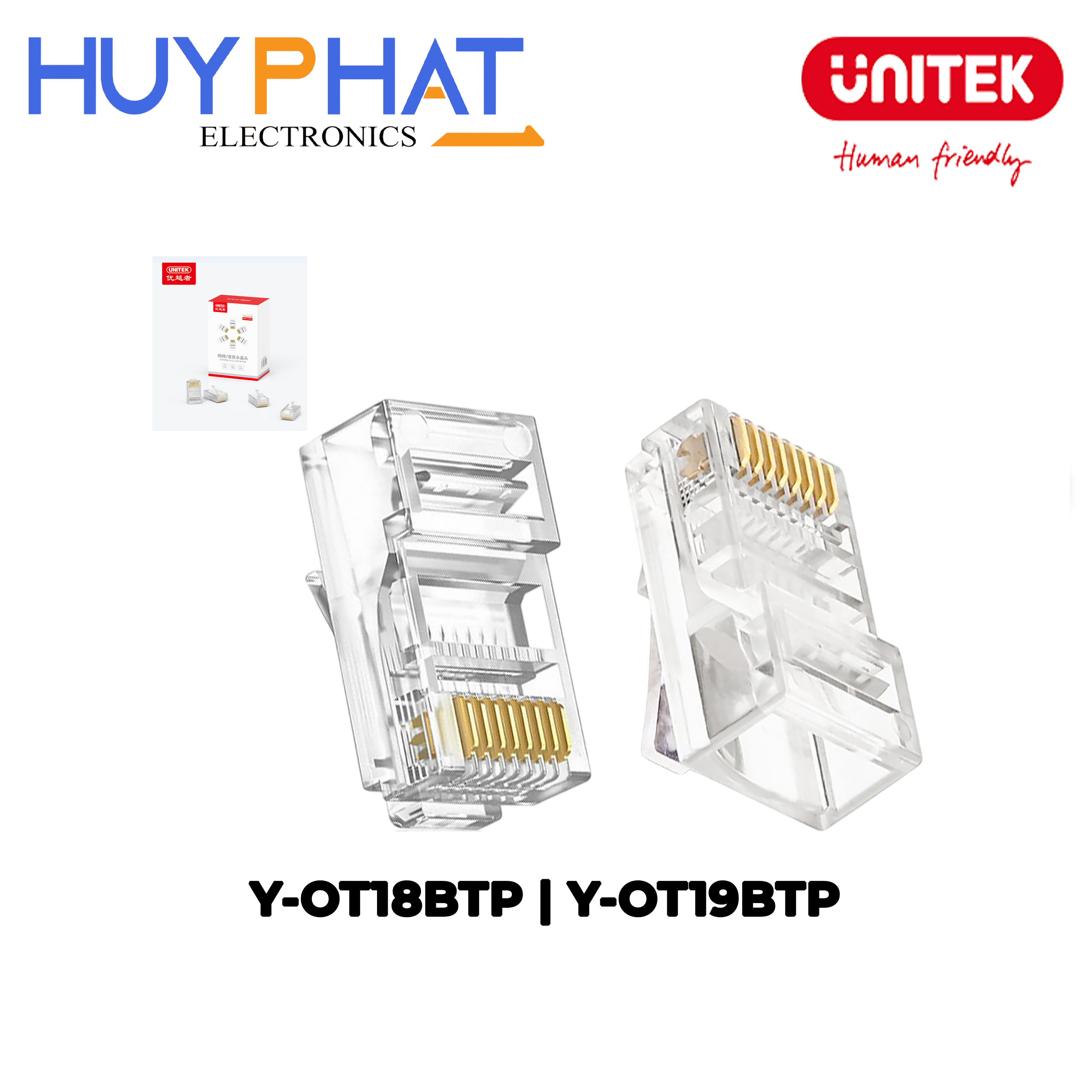 Đầu mạng pha lê Cat5e/Cat6 UNITEK Y-OT18BTP | Y-OT19BTP
