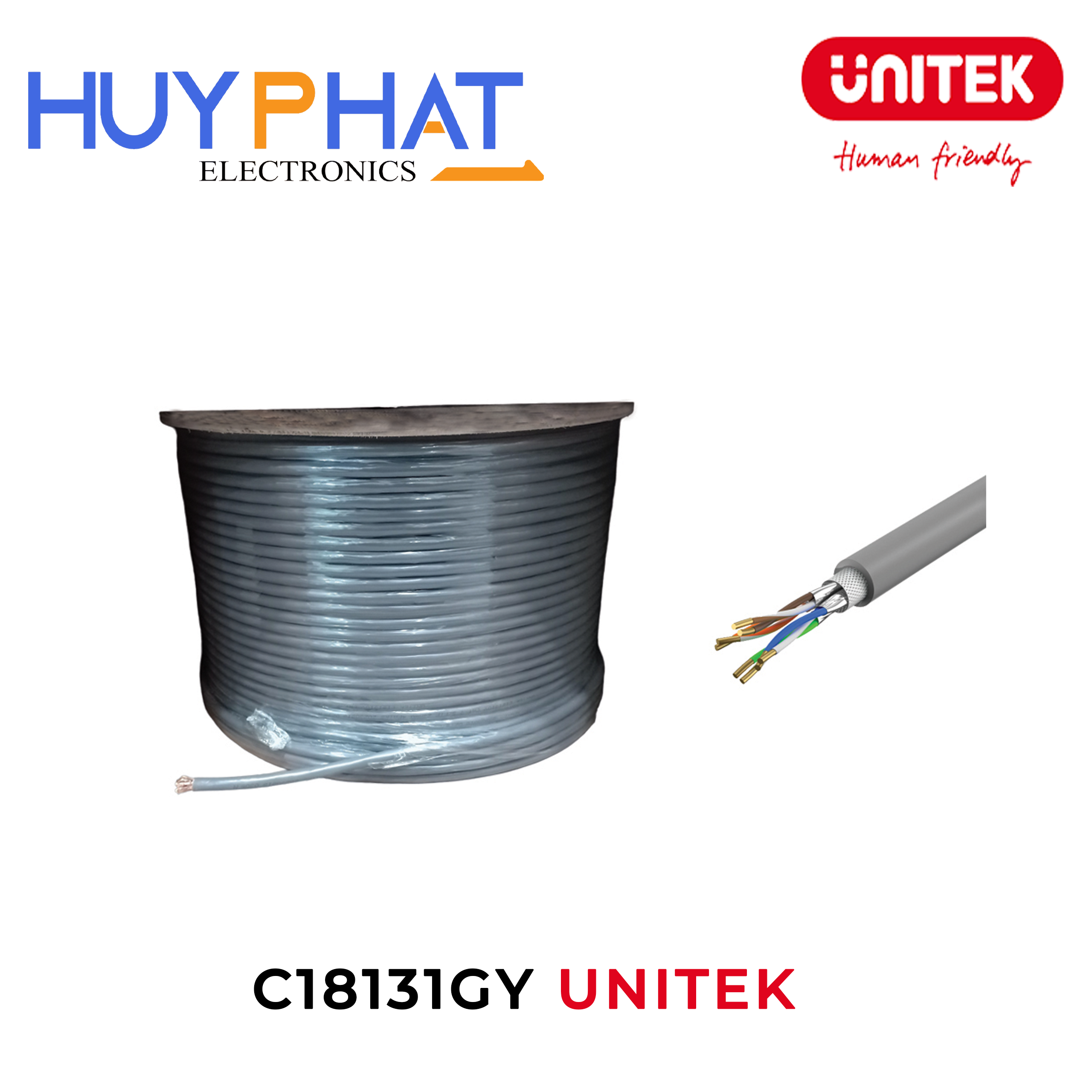 Cáp mang SFTP Cat7 cuộn 305M UNITEK C18131GY