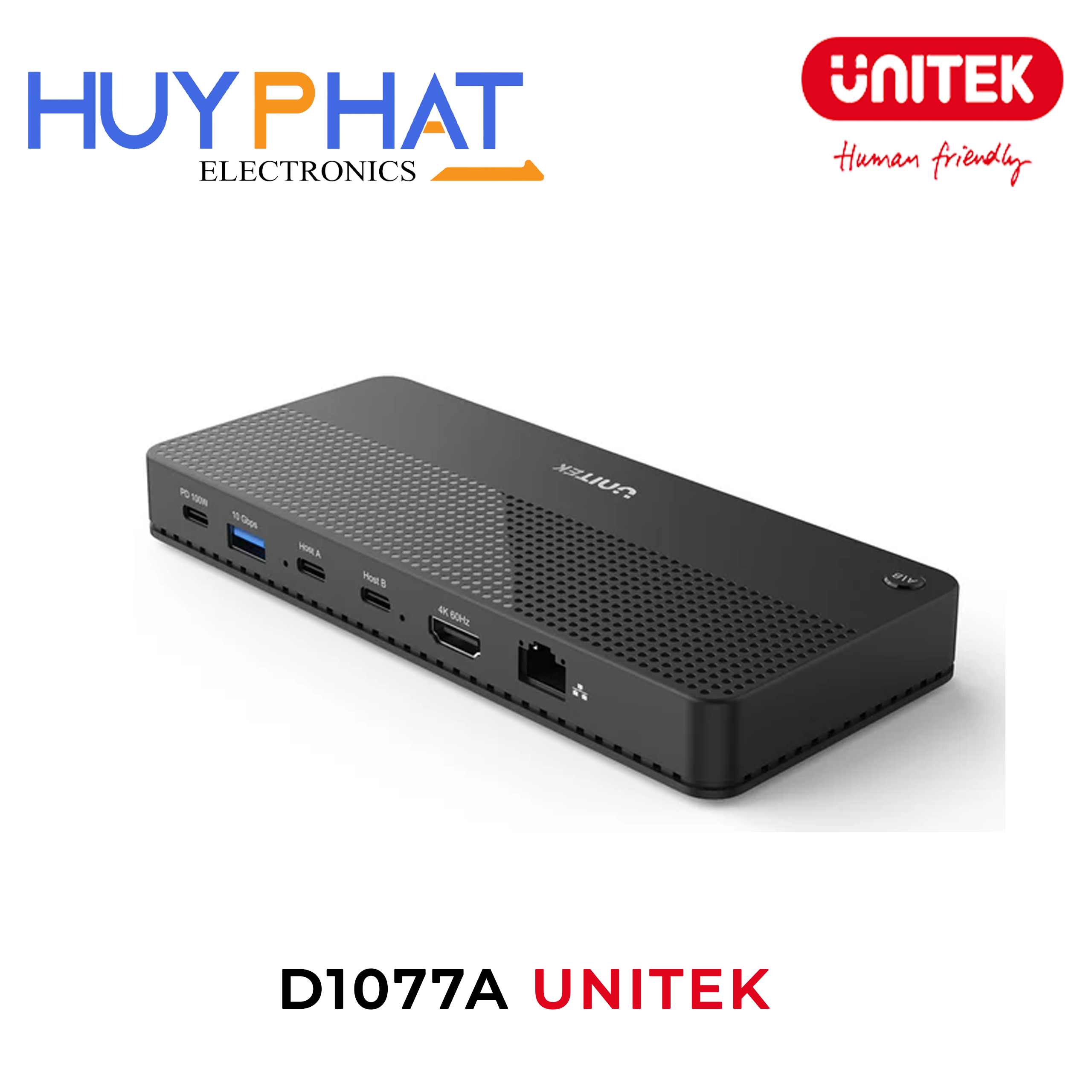 Bộ chuyển mạch 2 cổng KVM Type-C 4K@60Hz UNITEK D1077A