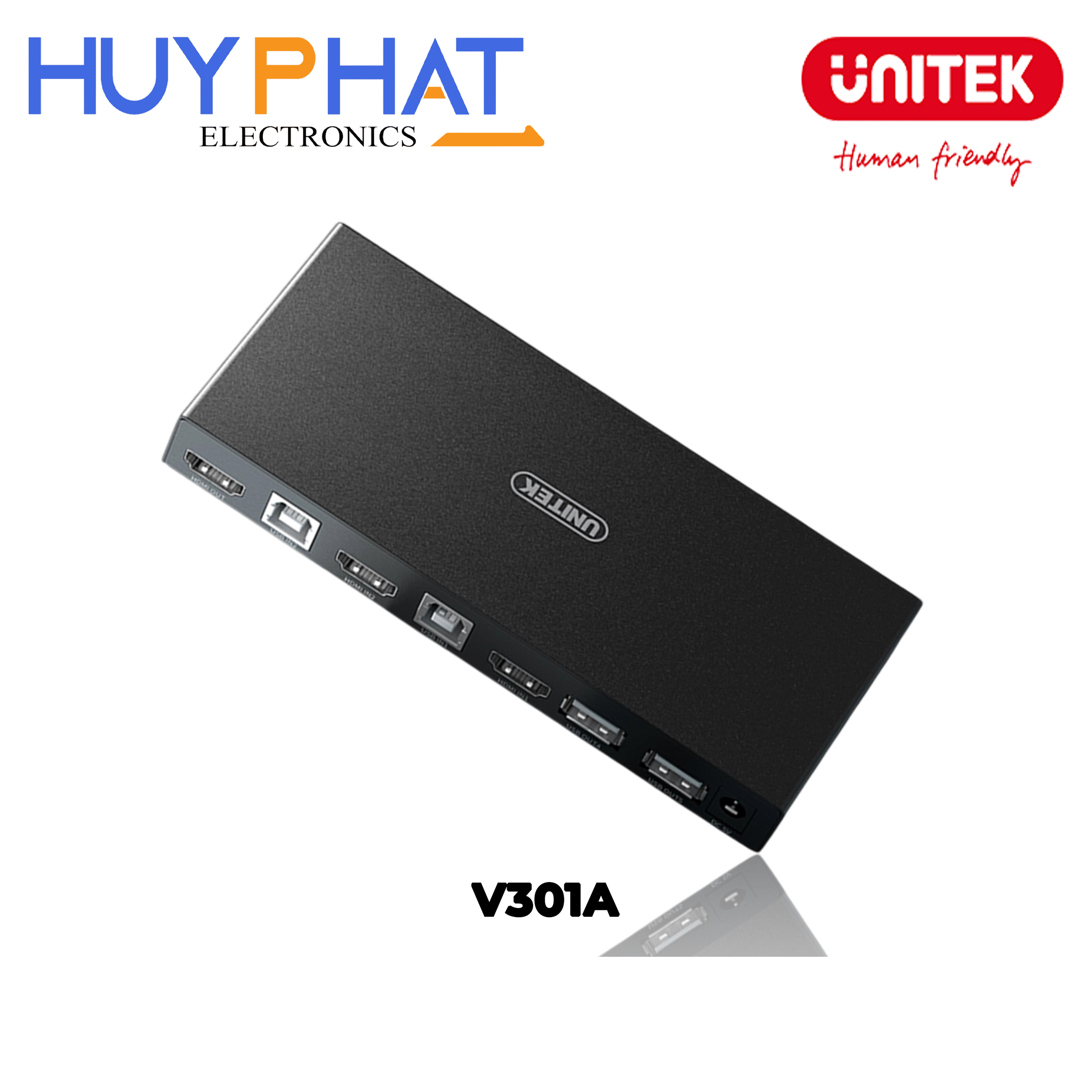 Bộ chuyển mạch 2 cổng KVM HDMI 2.0 4K@30Hz UNITEK V301A