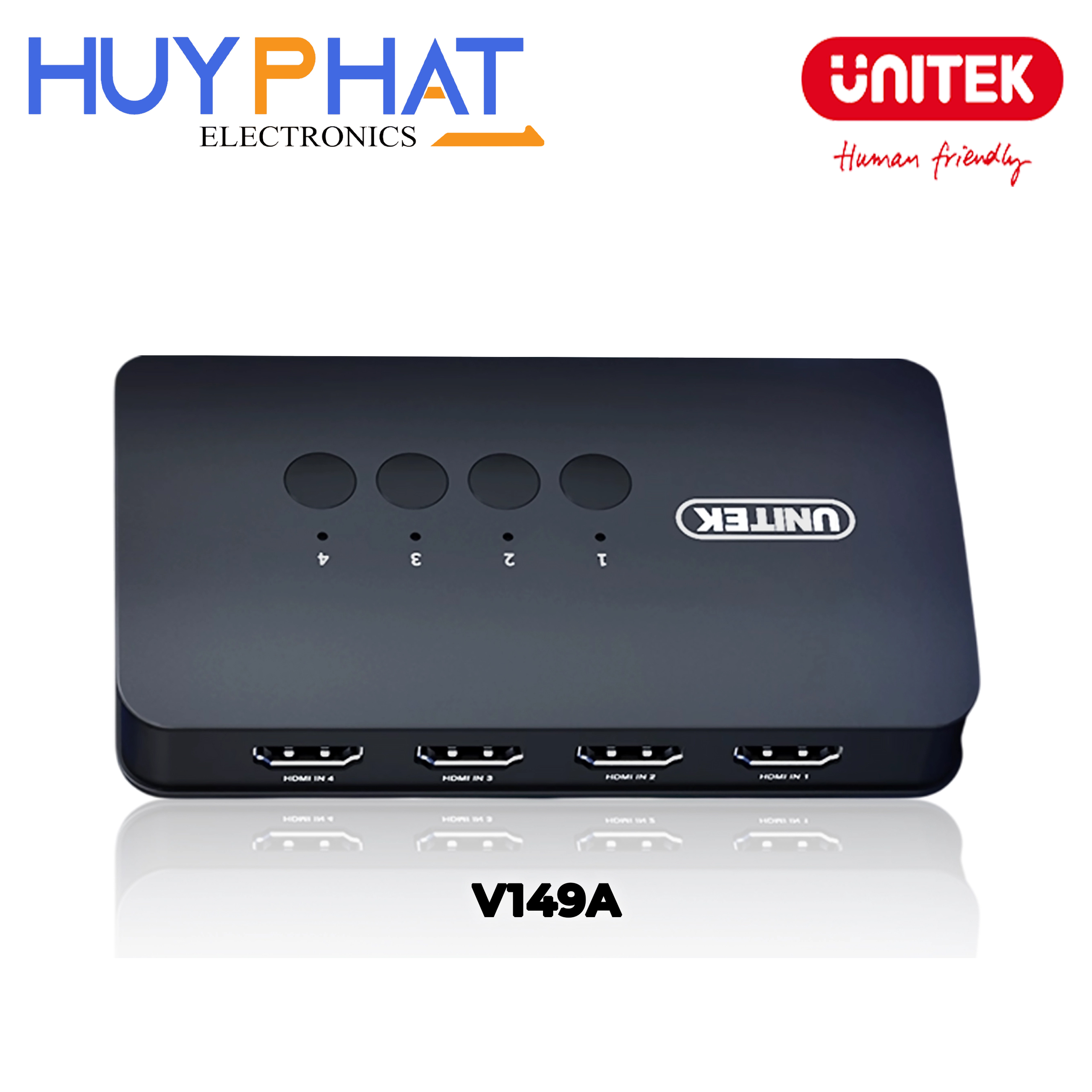 Bộ chuyển mạch 4 cổng KVM HDMI 2.0 lên đến 4K@30Hz UNITEK V149A