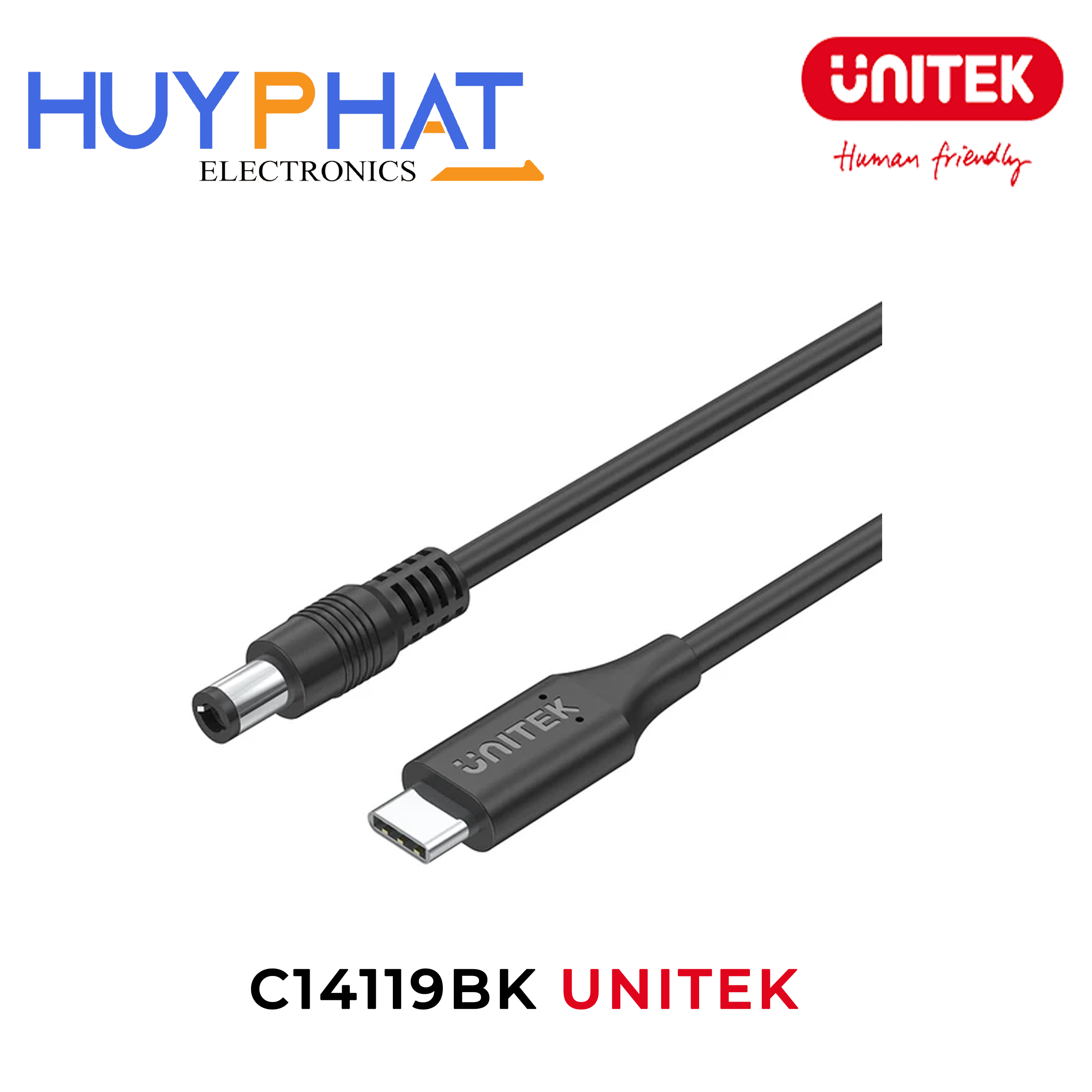 Cáp sạc Type-C -> DC 65W Jack 5,5 x 1,7 mm UNITEK C14119BK