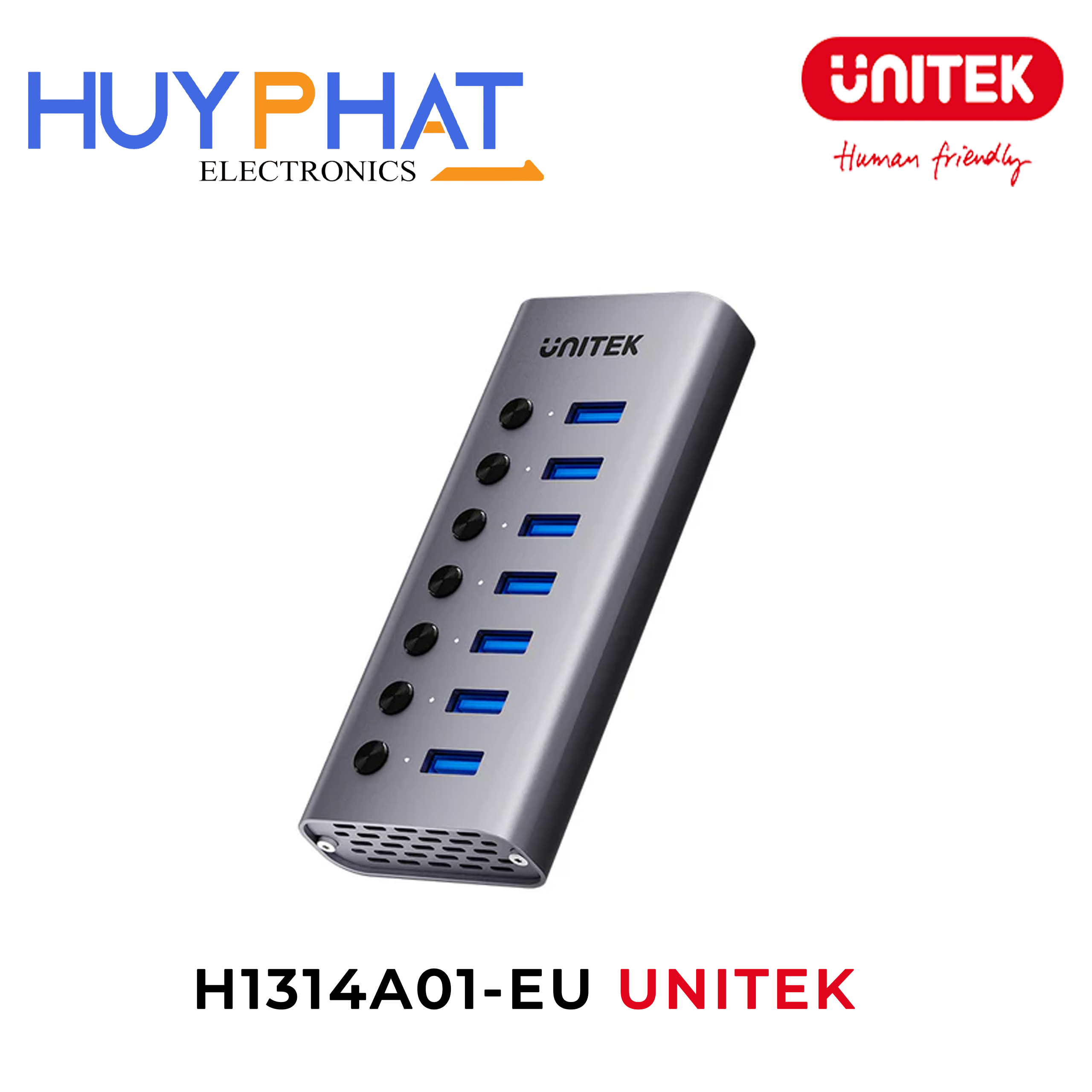 Bộ chia 7 cổng USB3.0 có công tắc UNITEK H1314A01-EU