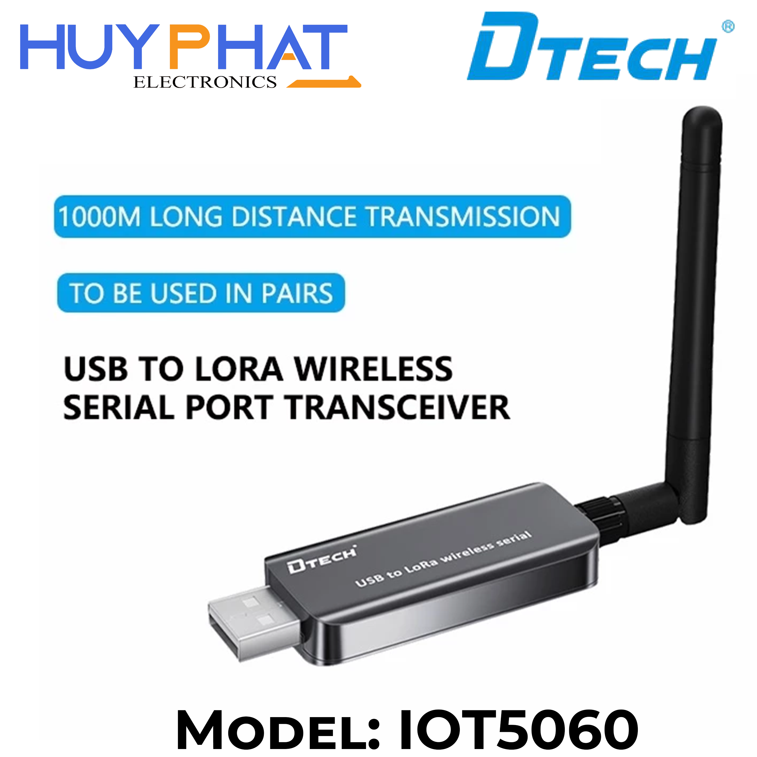 Bộ chuyển đổi tín hiếu không dây USB -> LORA Dtech IOT5060 (JX)