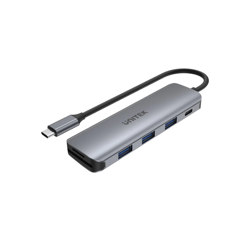 Hub chia 3 trong 1 Type-C -> USB3.0 + TF/SD + PD 100W UNITEK H1107C