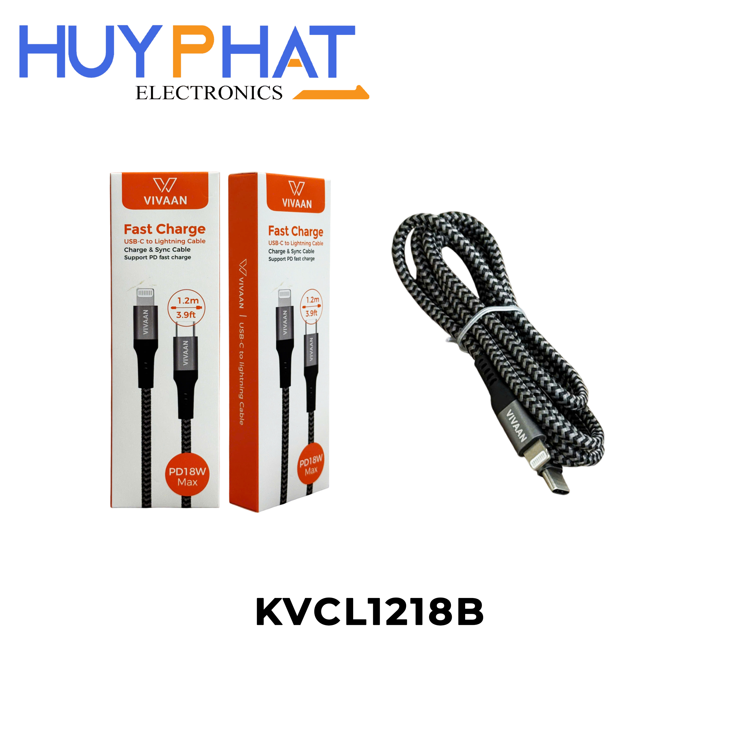 Cáp sạc nhanh tích hợp truyền dữ liệu Type-C -> Lightning VIVAAN KVCL1218B