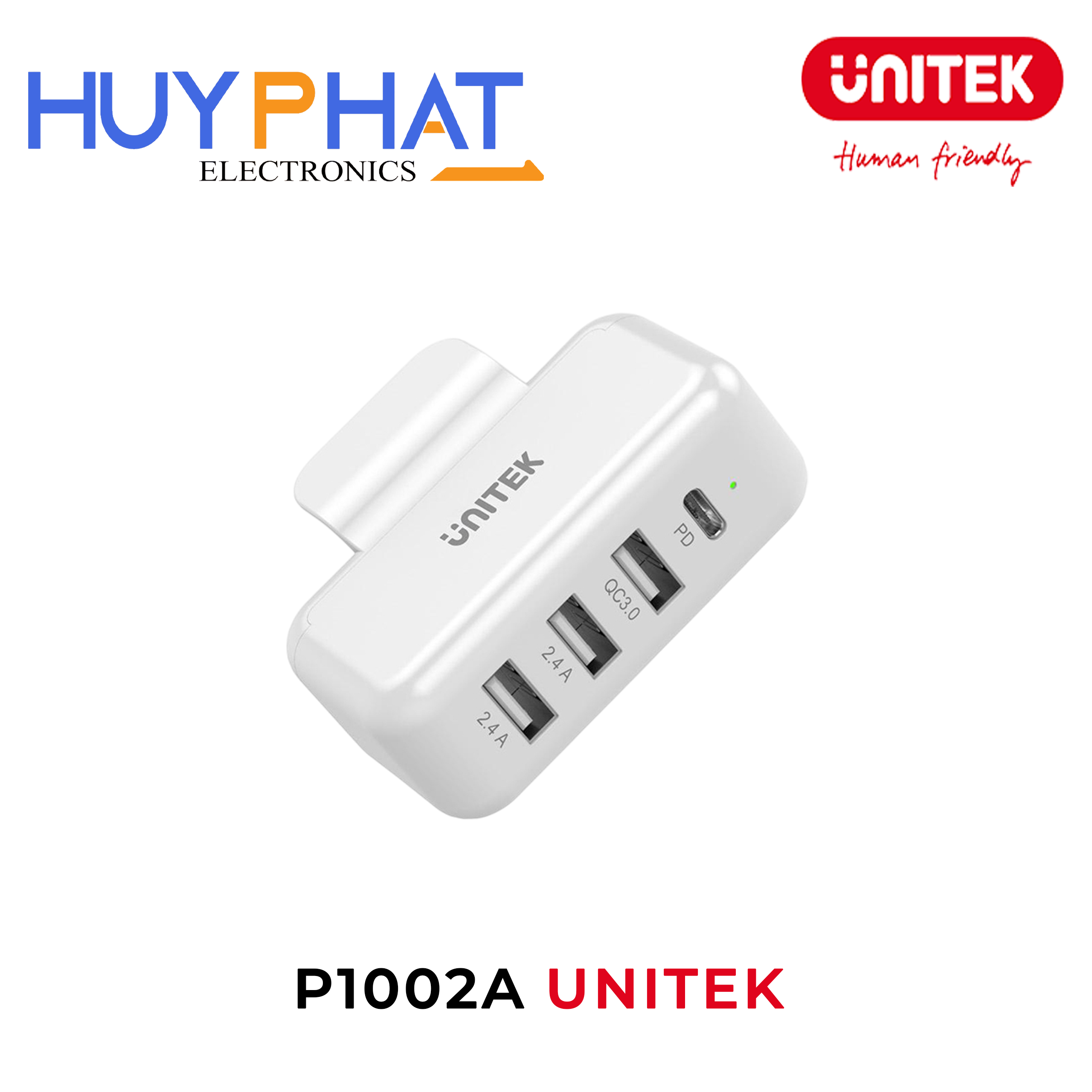 Sạc MACBOOK chia cổng USB2.4A + USB QC3.0 + PD 45W UNITEK P1002A