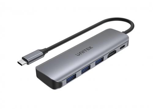 CÁP TYPE-C -> 4 USB 3.0 + TF/SD + PD 100W UNITEK H1107C