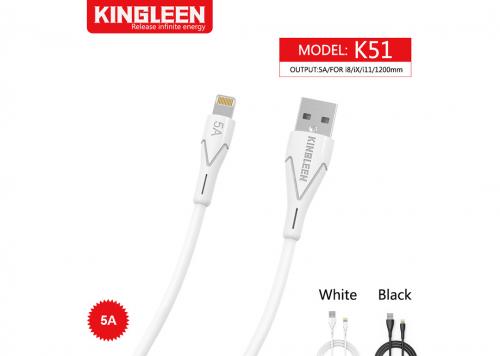 CÁP USB 2.0 -> LIGHTNING 5A 1.2M KINGLEEN K51