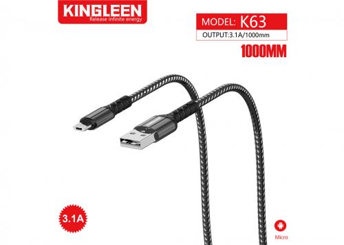 CÁP USB 2.0 -> MICRO USB 3.1A 1M KINGLEEN K63