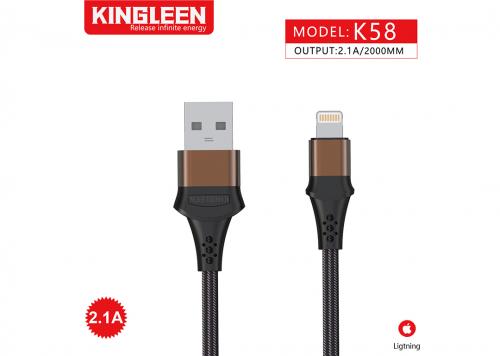 CÁP USB 2.0 -> LIGHTNING 2.1A 2M KINGLEEN K58