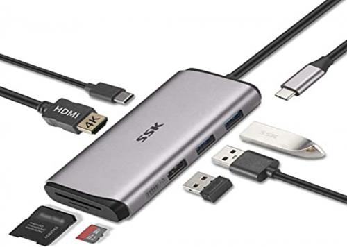 CÁP TYPE-C -> USB 2.0 + 2 USB 3.0 +HDMI/VGA/LAN/AUDIO/TF/SD SHU-C570 SSK