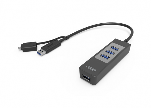 HUB 4-1 USB 3.0 + MICRO USB -> USB OTG UNITEK (Y-3046A)